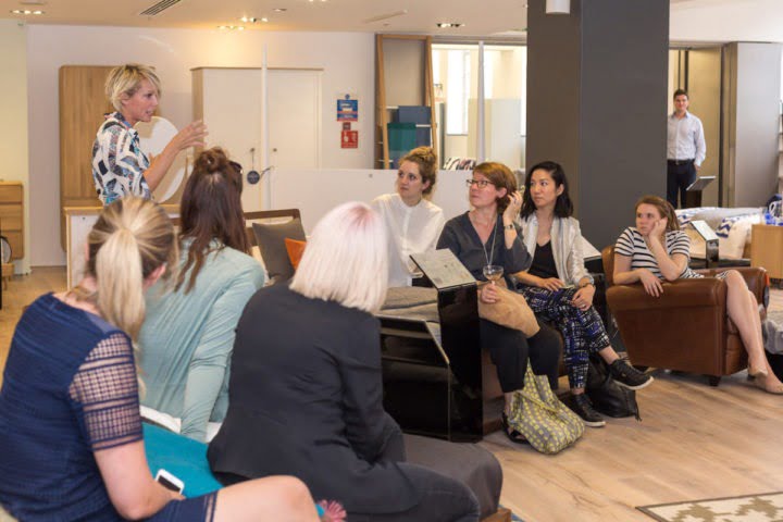 Maxine Brady giving a talk at Heals Sleep Relaunch Maxine Brady giving a talk at Heals Sleep Relaunch