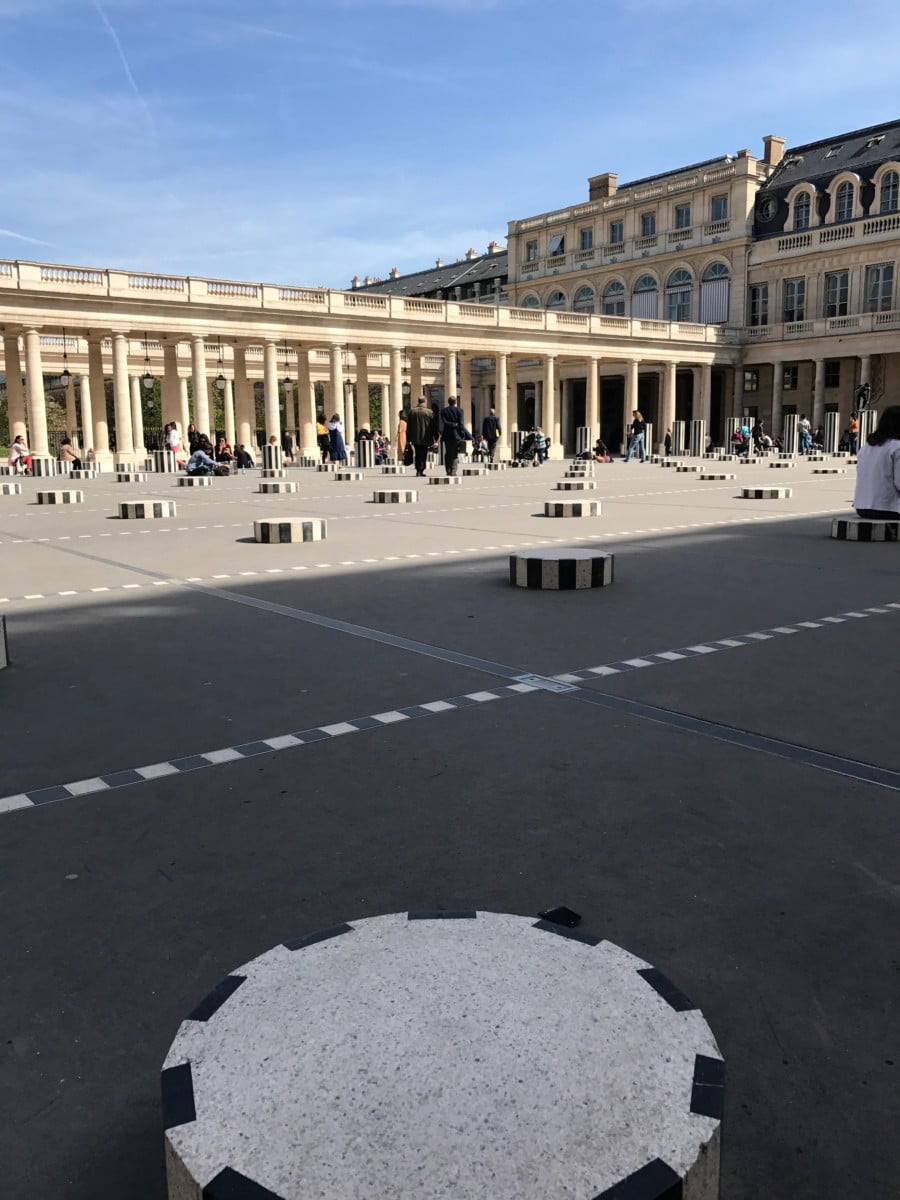 A picture of the checkerboard courtyard