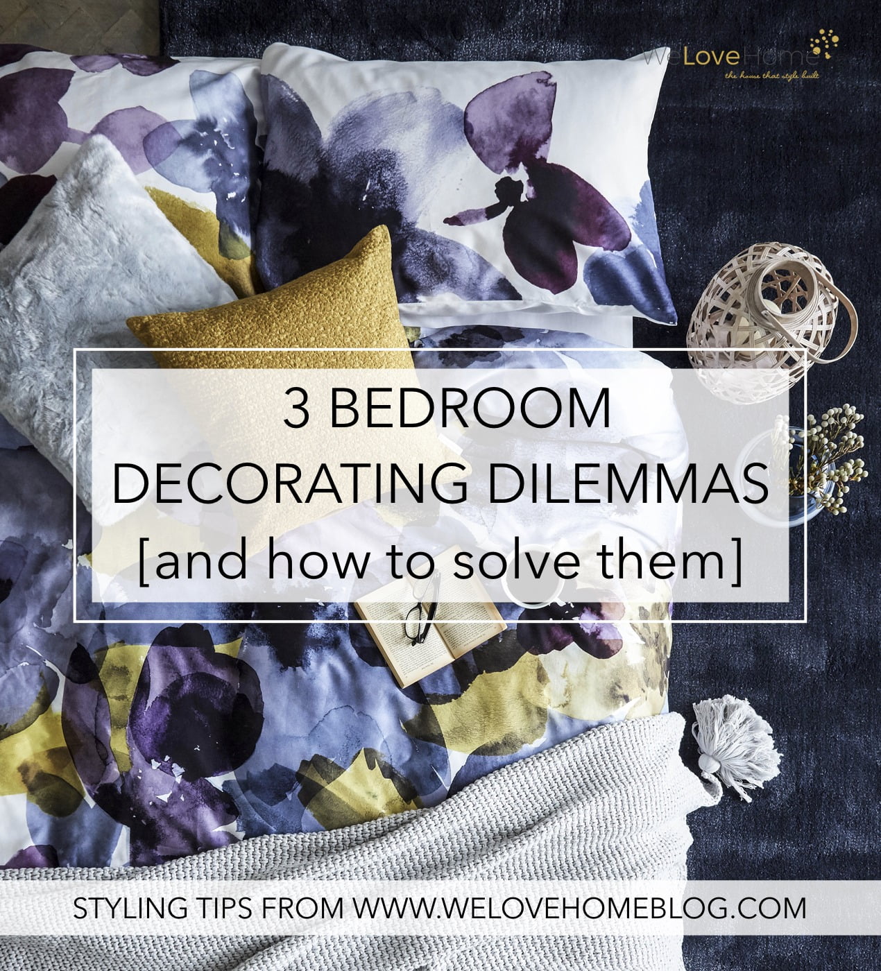 Your 3 biggest bedroom decor issues solved. I'm tackling tricky clutter, giving you tips on how to style your accessories like a pro, and showing you how to choose colours for your bedroom. Oh, and you get to watch me answer these problems in 3 short video. By Interor Stylist Maxine Brady from www.welovehomeblog.com