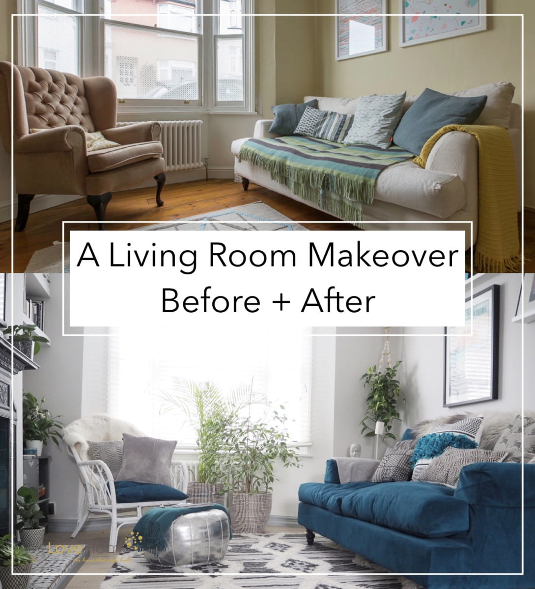 A budget Living Room makeover with lots of before and after shots - with a boho vibes by Maxine Brady from WeLoveHomeBlog