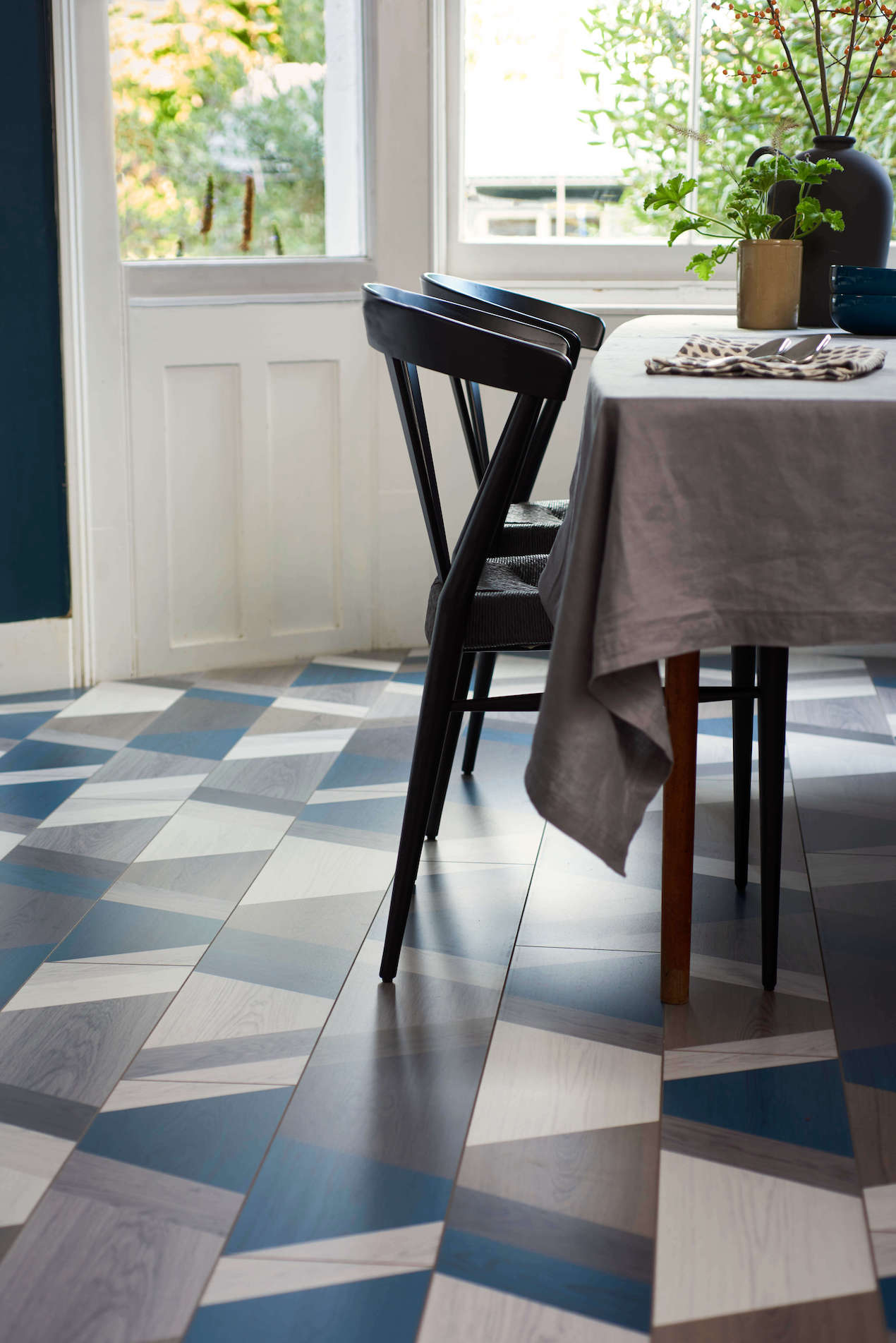 Hottest flooring trend this Spring is to take classic patterns and updated them with modern styling says Interior Stylist Maxine Brady at welovehomeblog.com 
