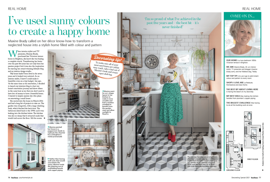 Take a home tour around interior stylist Maxine Brady's colourful Brighton home in the August issue of Your Home magazine.