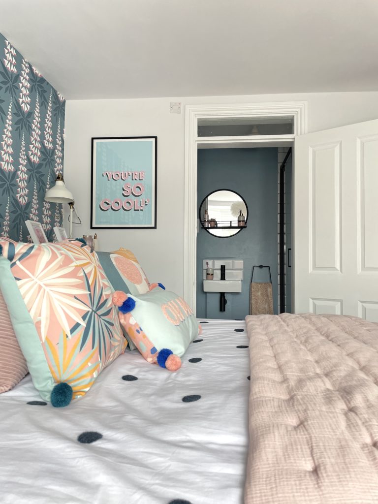 Be inspired by this colourful bedroom and bathroom makeover by Interior Stylist Maxine Brady